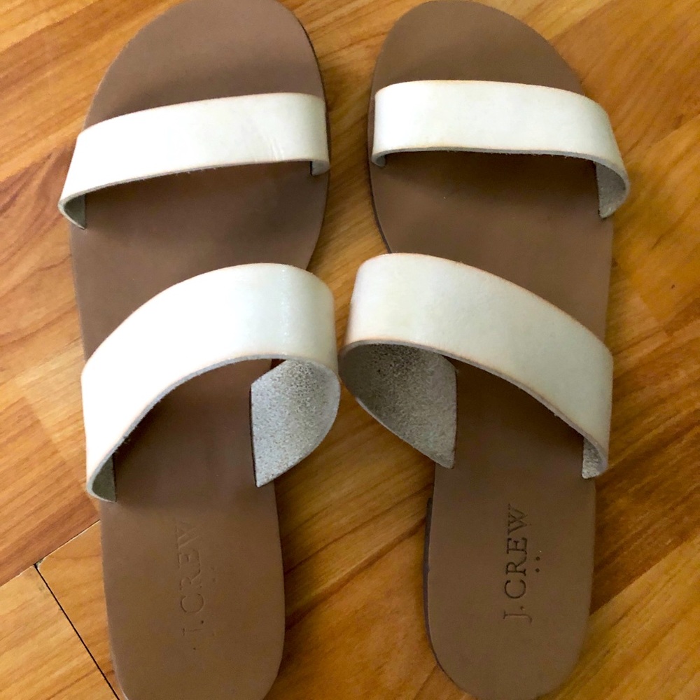 J Crew Nude Leather Slide Sandals Sz9
